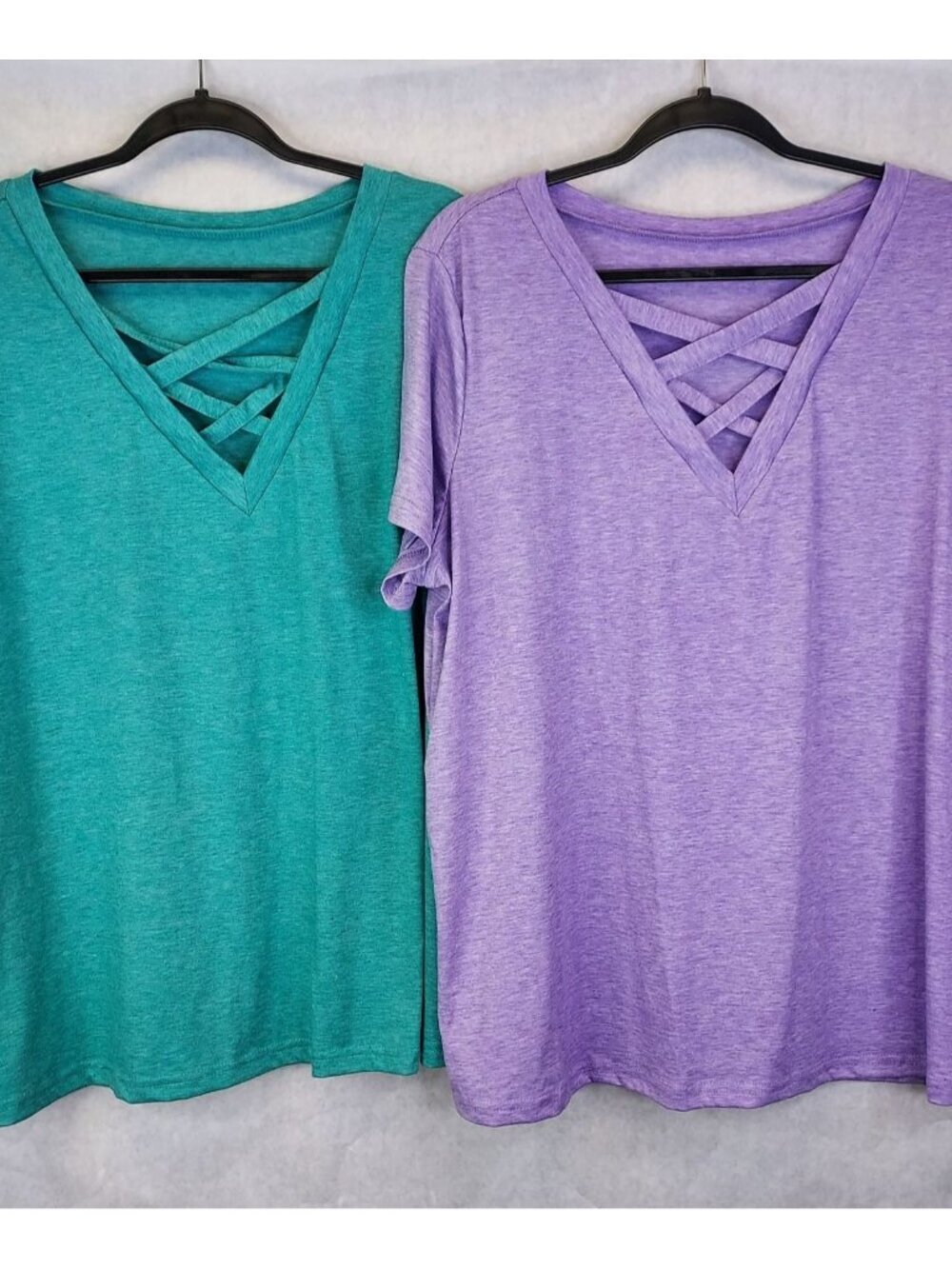 SHEIN Curve Tops Womens Plus 1 XL Shirt Criss Cross Front V-Neck Sporty Lot of 2